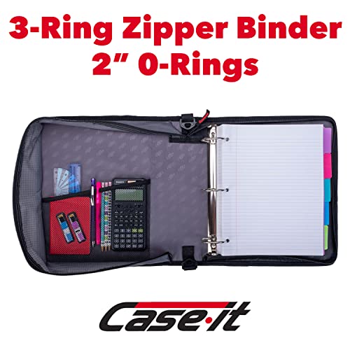 Image of Case-it The Universal Zipper Binder - 2 Inch O-Rings - Padded Pocket Holds up to 13 Inch Laptop /Tablet - Multiple Pockets - 400 Page Capacity - Comes with Shoulder Strap - Mint Blue LT-007 (6 Pack)