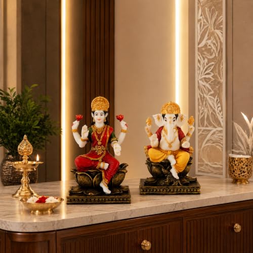 Image of ARMONIA Premium Lord Ganesha Idol 8 Inch | Handmade Ganesh Murti with Antique Finish | Polystone Ganpati Statue for Home Mandir, Pooja Room & Office Desk | Spiritual Gift for Wedding & Housewarming
