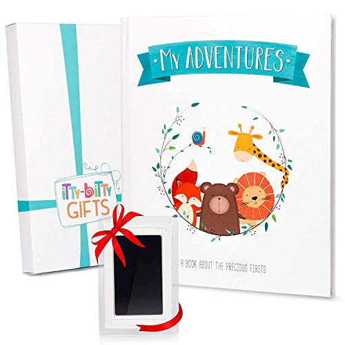Itty Bitty Gifts First 5 Years Baby Memory Book - Clean Touch Ink Pad - Bonus Gift Box, Baby Album and Baby Journal, Baby Books First Year Memory Book, Modern Baby Shower Gifts, Scrapbook Design