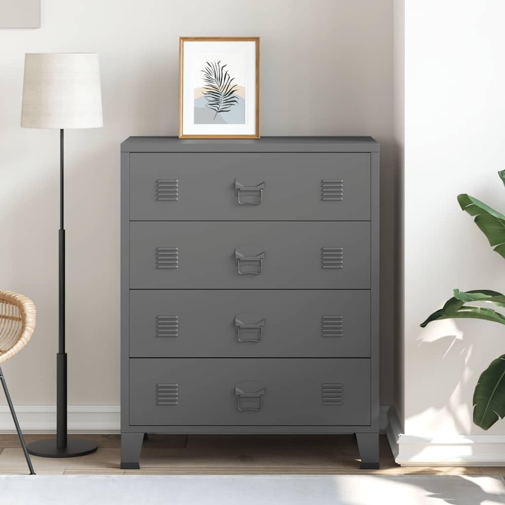 Metalowa szafka z 4 szufladami, antracytowa, 78 x 40 x 93 cm