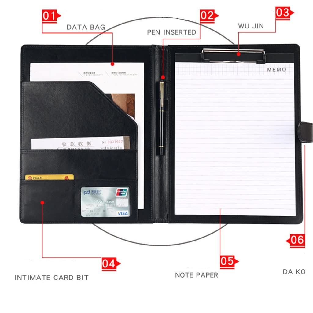 Konferenzmappe PU Leder, Klemmbrett-Ordner mit Abdeckung for Rechtsblockhalter, Briefgröße A4, Schreibblock, Schule, Büro, Konferenz(Sky blue,No notebook)