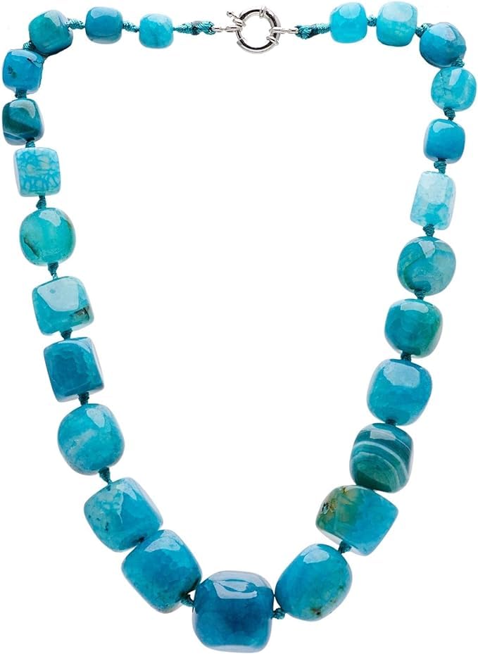 Collier Femme Impressionnant en Perles Naturelles et pierres précieuses gris rouge vert