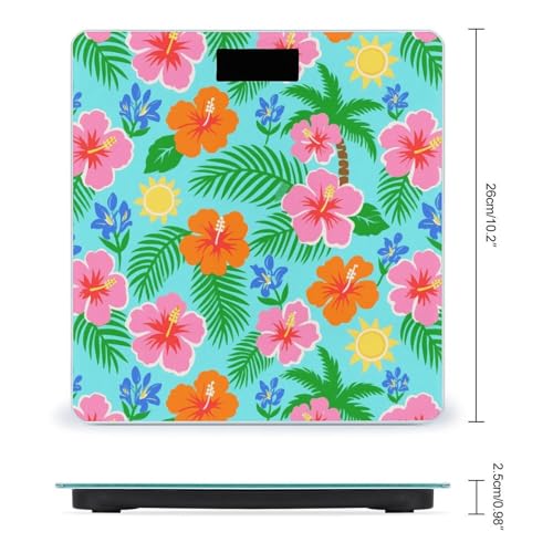 Báscula digital de baño con diseño floral tropical miniatura 2