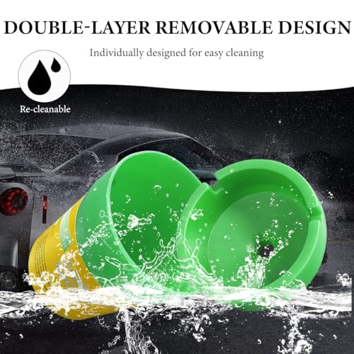 Image of KVAEY Car Ashtray, Smokeless Self-Extinguishing Auto Ashtray, Portable Smellproof Vehicle Cigarette Trash Can Fits Most Cup Holder for Home Office (Green)