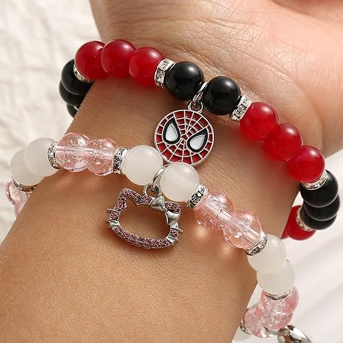 Image of Spiderman Kitty Magnetic Friendship Bracelets, Couple's Bracelets, Valentine's Day Gifts for BFF, BF, GF, Women, Men, Girls, Kids