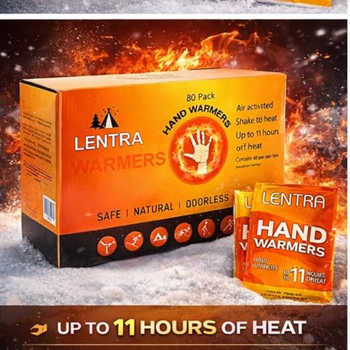 Image of Hot Hand Warmers - 80 Count - 11 Hours Long Lasting Air Activated Heat Packs for Hands, Toes and Body, Natural Safe and Odorless Single Use Up to 11 Hours of Heat - TSA Approved