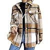 Womens-Casual-Flannel-Wool-Blend-Plaid-Lapel-Button-Down-Long-Sleeve-Shacket-Jacket-Coat-Winter-Loose-Oversize-Shirts BOUTIKOME Womens Plaid Shacket Button Down Long Sleeve Shirt Coat Fall Winter Flannel Jacket Loose Shirts(Khaki, Medium)