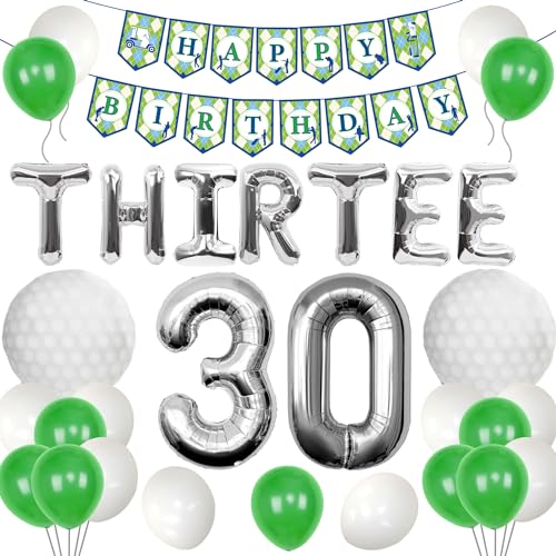 Image of 30th Birthday Decorations for Him ThirTee Golf Birthday Balloons Golf 30th Birthday Decoration Sport Themed Party Supplies Men Boys Party Balloons Decoration