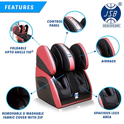 Image of JSB HF111 Leg Foot Massager Machine for Calf Pain Relief & Knee Heating (Red)