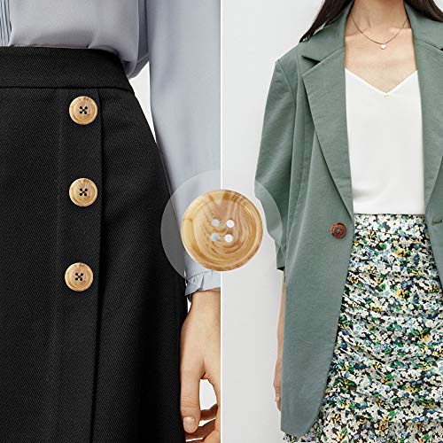 QXUJI 30 PCS Resin Sewing Buttons, 25mm/1 inch Round Bulk Buttons for Sewing, with 5 Matte Pattern Size 4 Holes, for Sewing DIY Crafts, Manual Button Painting, Handmade Repair Cloth