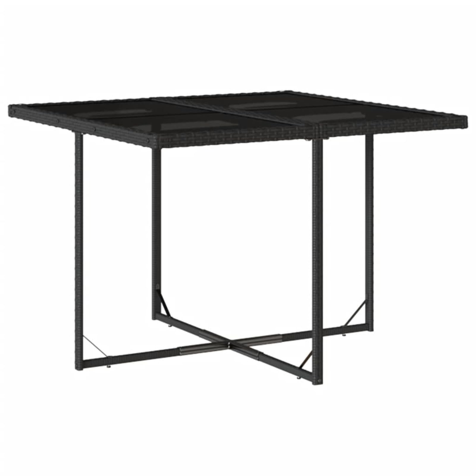 5-TLG. Garten-Essgruppe mit Kissen Schwarz Poly Rattan, Esstisch Mit Stühlen Set, Gartenmöbel Sitzgruppe, Balkon Möbel, Gartenlounge Set, Terrassenmöbel, Balkonmöbel Set - 3210894