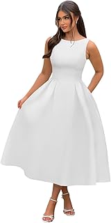 Boat Neck Satin Midi Prom Dresses Tea Length Scoop Back A Line Formal Evening Party Gowns