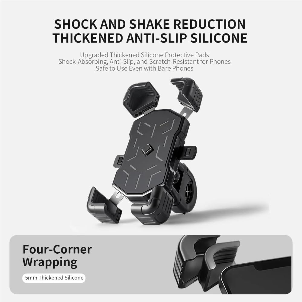 Soporte para Teléfono De Bicicleta Vista 360​​° Universal Ajustable para Móvil A Prueba Golpes 4.5-7.2 Pulgadas Piezas Moto(Naranja,Mirror)