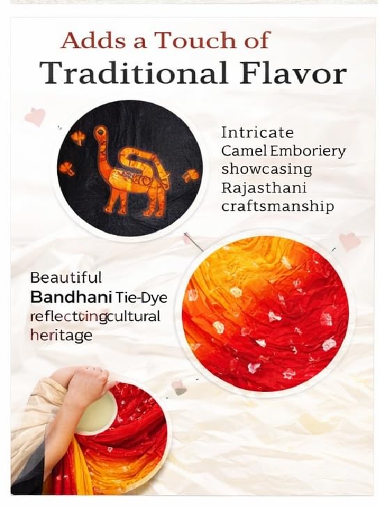 Image of PK HUB Women's Jaipuri Rajasthani Bandhani Dupatta | Art Silk Bandhej Dupatta with Gota Patti Work & Tassels (Free size)