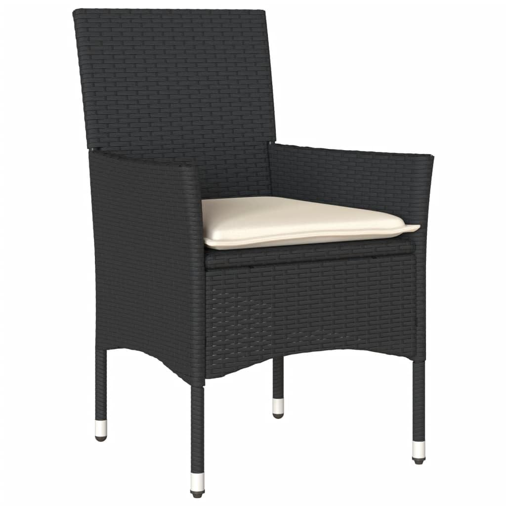 ShGaxin Tavolino e sedie con Cuscini 3 pezzi rattan sintetico Vetro Nero, Set Tavolo E Sedie Giardino, Tavolo E Sedie Terrazza, Mobili da Giardino Esterno, Set Di Mobili Da Giardino - 3278747