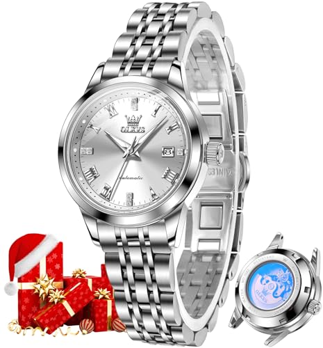 Image of OLEVS Womens Automatic Watch Gold Luxury Diamond Self Winding Ladies Wrist Watches Waterproof Luminous Date