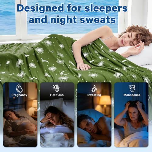 Image of inhand Cooling Blanket Throw(50 inchx60 inch) - Double Sided Cooling Blankets for Hot Sleepers, Cool Soft Lightweight Summer Blanket for Beach, Sofa Bed Couch, Room Decor, Gifts for Women Men Dark Sage Green