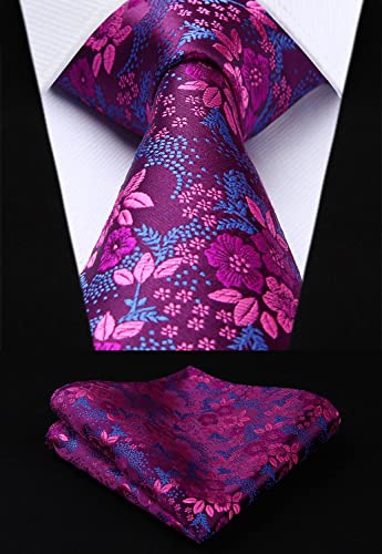 Image of HISDERN Mens Ties Extra Long Tie and Pocket Square Set 63 Inch XL Tie Pack Collection Present Box Necktie Lot 3 PCS