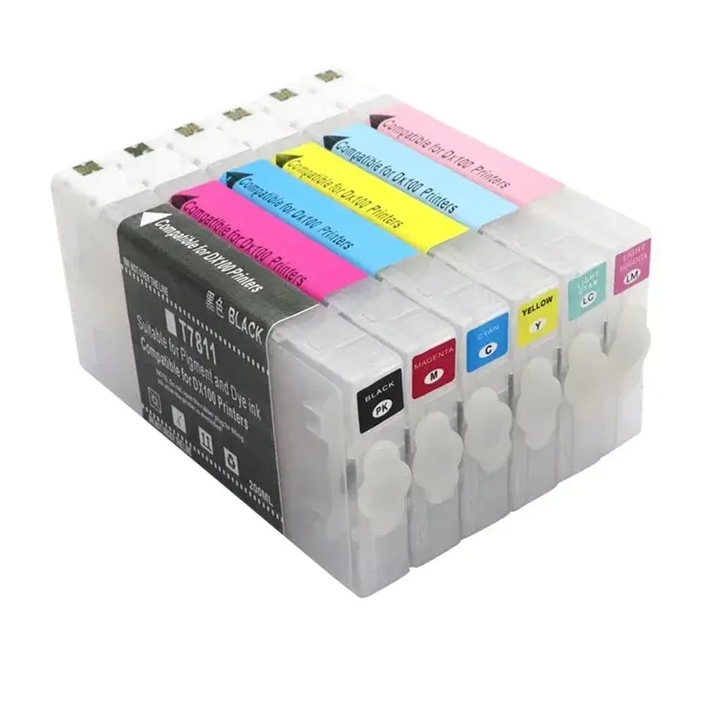 200 ml 6 kolorów 1 zestaw pustych wkładów uzupełniających T7811 T7812 T7813 T7816 kompatybilne z drukarką Frontier-s DX100 DX-100 i podobnymi modelami