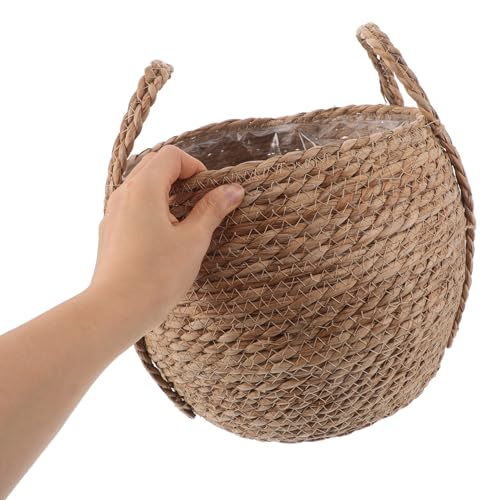 Panier à fleurs respirant en jonc de mer tressé pour balcon