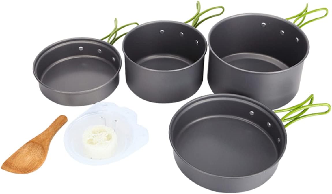 Alumina Camping Cookware Set Portable Soup Pot Pan Outdoor Dinnerware Kit for People