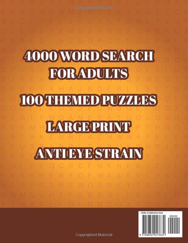 Miniatura 2 de 4000 Word Search for Adults Large Print, 100 Themed Puzzles, Big Puzzle Books for Adults, Anti eye strain, Extra large print, Seniors jumbo puzzle