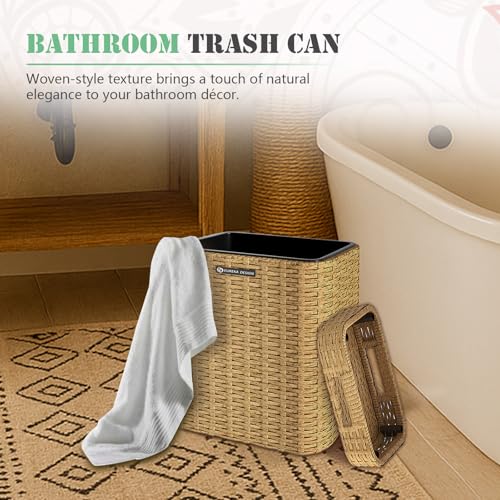 Caneca de Basura Ypati de Rattan con Tapa y Forro Extraíble miniatura 6