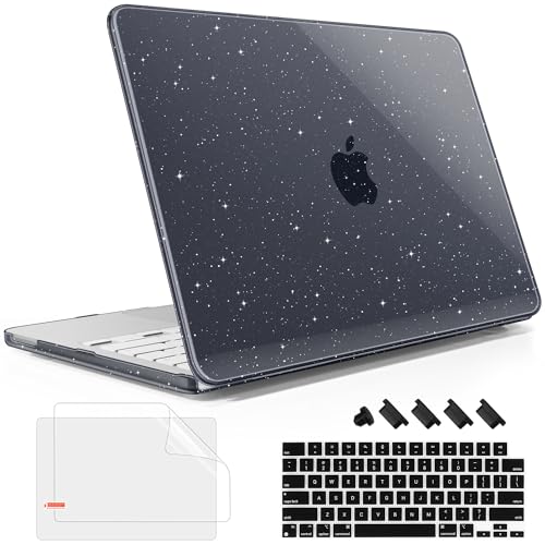 Image of May Chen Compatible with MacBook Neo 13 inch Model A3404 2026 Release, Slim & Lightweigh Frosted Finish Protective Case with Keyboard Cover&Screen Protector, Glitter Black