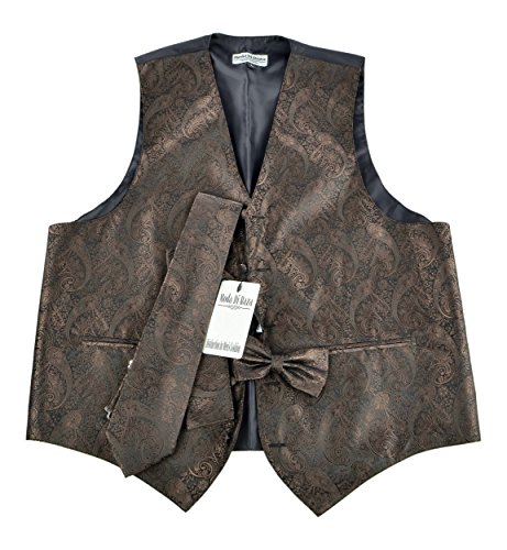 Moda Di Raza- 4 Pc Mens Paisley Tuxedo Dress Suit | Vest | Hanky | Tie | Bow-Tie2