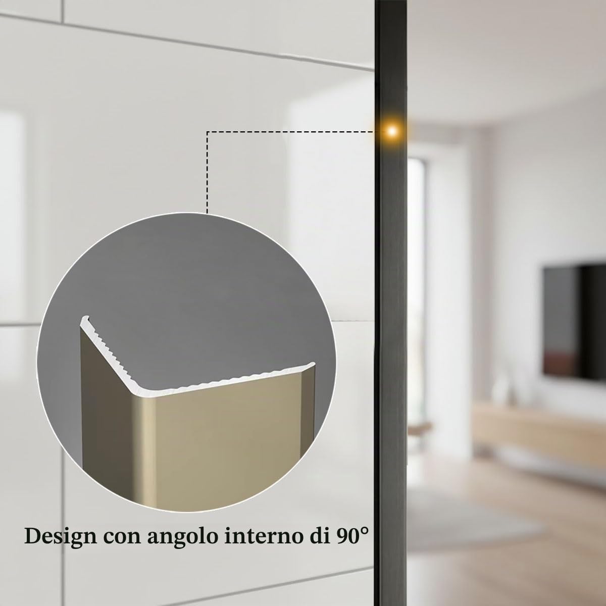 Paraspigoli Alluminio Autoadesivo, Profilo Angolare a L in Metallo per Protezione Muri e Spigoli, Proteggi Angoli per Pareti e Mobili Coprispigoli Robusto(Matte White,1.4x1.4in)