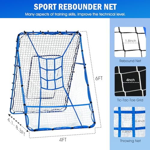 Image of Volleyball Baseball Rebounder Net, Softball Rebounder Pitchback Net Quick Adjustments, Quick Adjustments Lacrosse Bounce Back Practice Equipment, Ideal for Outdoor Indoor and Backyard Training