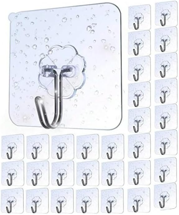 Ganchos adhesivos transparentes, no requiere perforaciones, ganchos adhesivos resistentes, ganchos acrílicos extraíbles, paquete de 10 para cocina,
