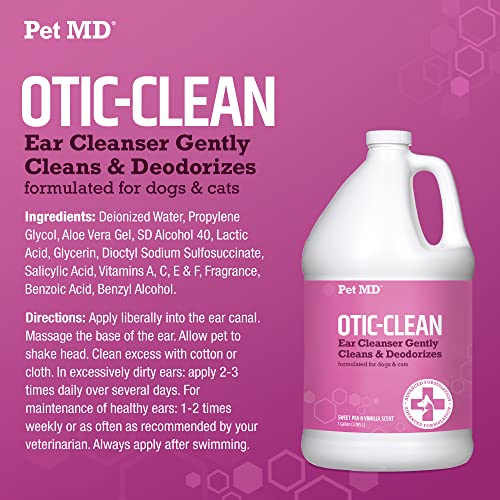 Pet MD Otic-Clean Dog Ear Cleaner – Veterinarian-Formulated Otic Ear Solution for Dogs & Cats – Pet Ear Cleaner for Itch, Odor, & Wax Buildup – Deodorizing Cat Ear Cleaner Solution – 1 Gallon Pet MD Otic-Clean Dog Ear Cleaner – Veterinarian-Formulated Otic Ear Solution for Dogs & Cats – Pet Ear Cleaner for Itch, Odor, & Wax Buildup – Deodorizing Cat Ear Cleaner Solution – 1 Gallon
