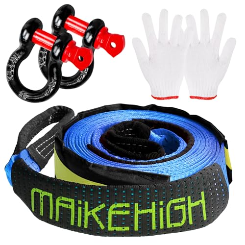 MAIKEHIGH Abschleppseil 5M x 5cm, 10 Tonnen (22,000 Lbs) Tow Rope Abschleppseile für Off-Road Recovery SUV mit 2 Verstärkten Haken, 2 Handschuhen (Blau) MAIKEHIGH Abschleppseil 5M x 5cm, 10 Tonnen (22,000 Lbs) Tow Rope Abschleppseile für Off-Road Recovery SUV mit 2 Verstärkten Haken, 2 Handschuhen (Blau)