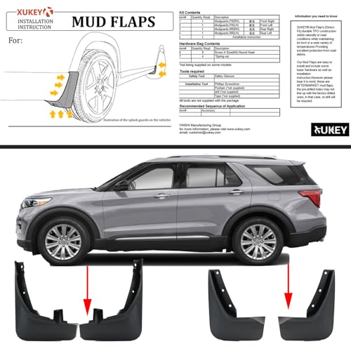 Image of XUKEY 4PCS Mud Flaps Splash Guard for Ford Explorer 2020 2021 2022 Mudguards Mudflaps Fender Tire Protector Rear Front Car Accessories Replacement