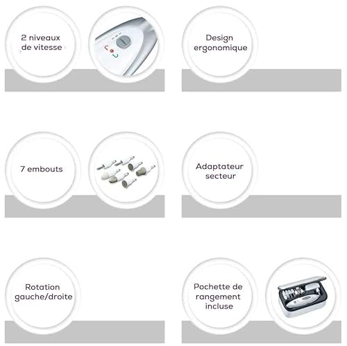 Set manucure pédicure SANITAS SMA35 2 vitesses de rotation Embouts pour lissage et polissage de 'ongle - vue 5