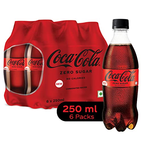 Image of Coca-Cola Zero Sugar, No Calories Soft Drink PET Bottle, 250 ml (Pack of 6)