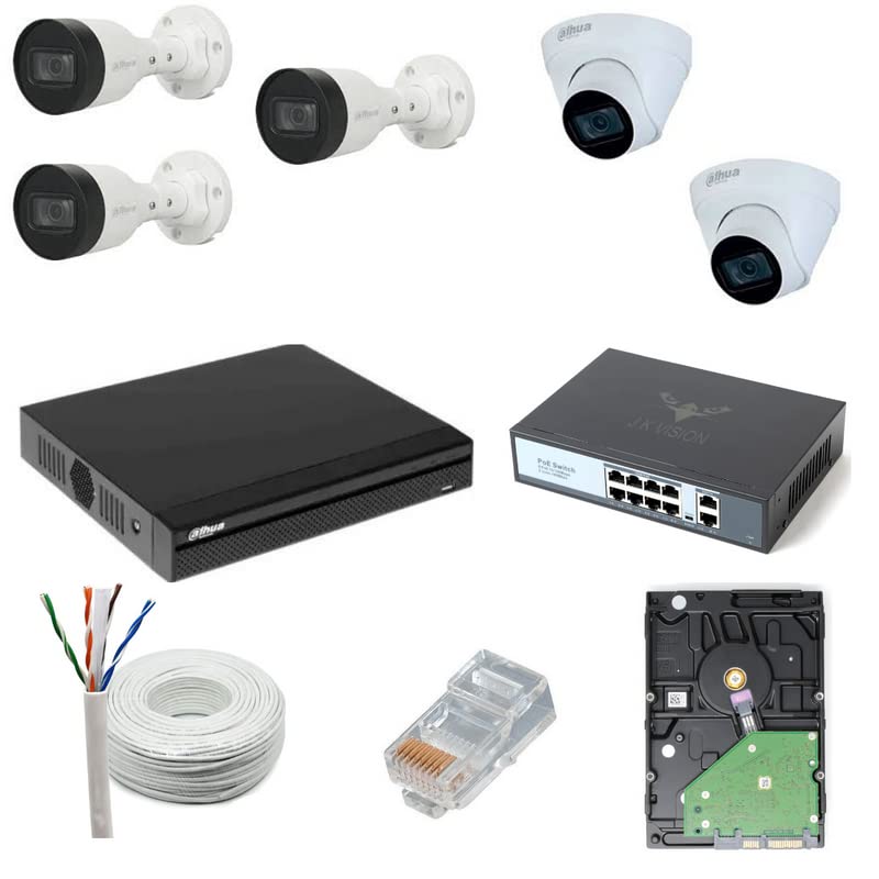 DAHUA 2MP CCTV IP Camera Full Set, 3 Bullet,2 Dome, 8 Channel NVR, 8 Port JK Vision POE, 2TB Hard Disk, Cat6 Cable(100Meter), 10 RJ45 Connector Compatible with J.K.Vision RJ45-image-20