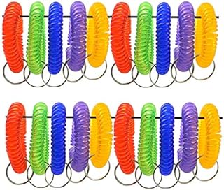 Coil Wrist Keychains, Plastic Spiral Coil Wrist Band Key Ring Chain Colorful Spiral Stretch Wristband Keychain Key Chain for Pool, Gym, Shop (20 Pack）