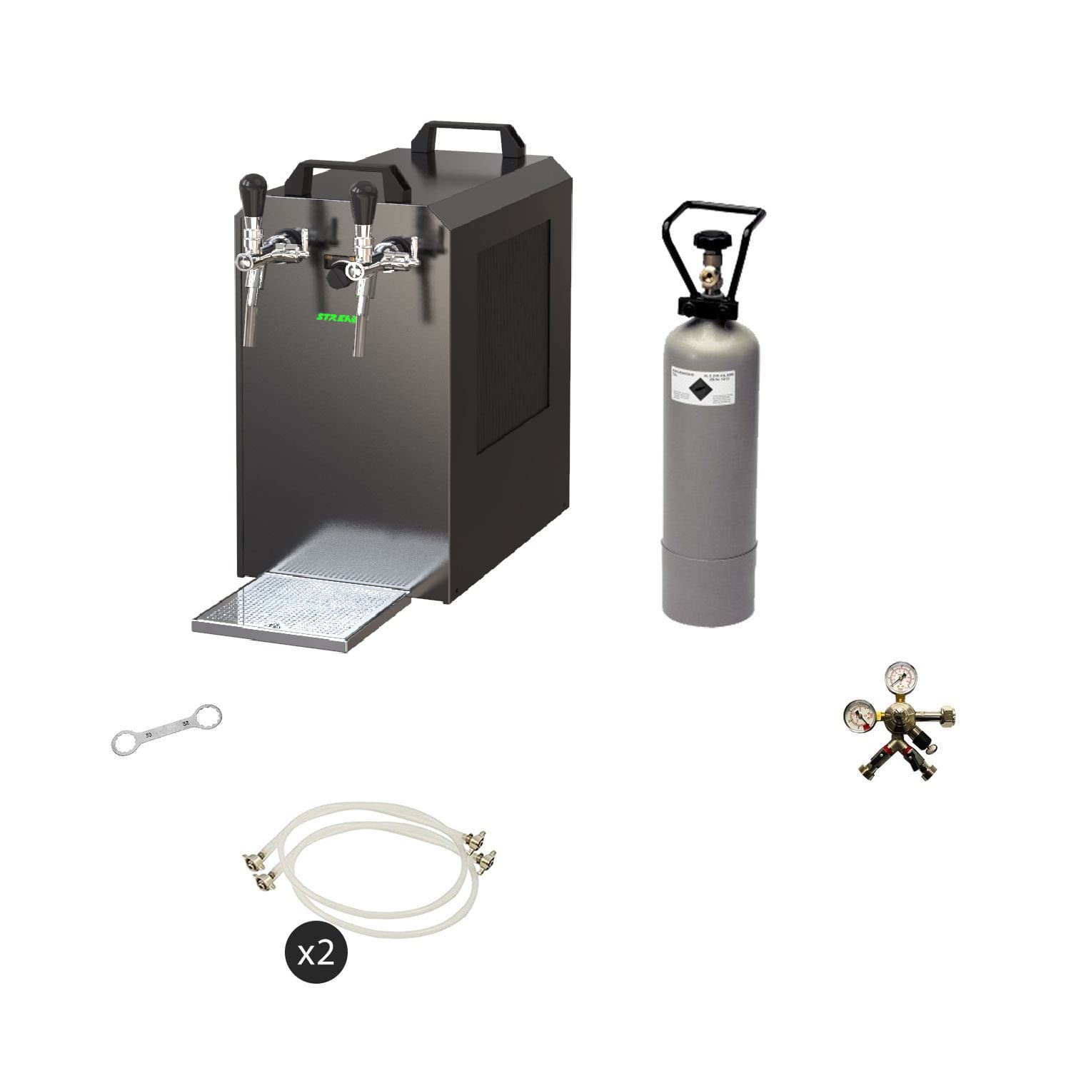 Set Completo - Spillatore Birra - Stream 80, Dispenser Birra, Macchina per Birra 2-Linee, 90 Litri/h - Dry Cooler, Keg:Senza, Keg 2:Senza