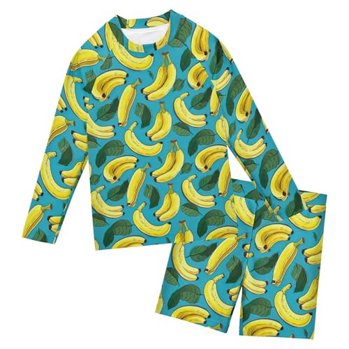 Banana Fruit Summer Boys Rash Guard Swimsuits Set for Boys Long Sleeve Swim Shirts Bathing Suits B0403903
