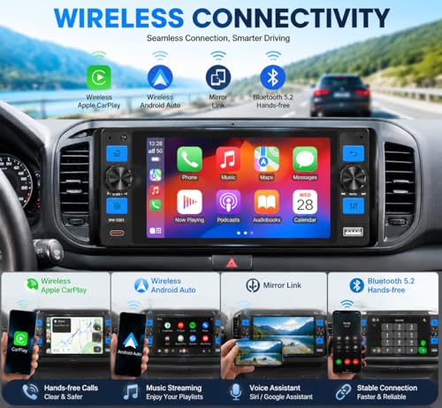 Single Din Car Stereo with Wireless Apple CarPlay, 5" Touchscreen Car Radio by Quzaltrix - Used condition - Image 2