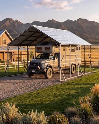 Garvee 20x20x14 ft Metal Carport Kit, Vertical Roof Car Port for 2 Cars
