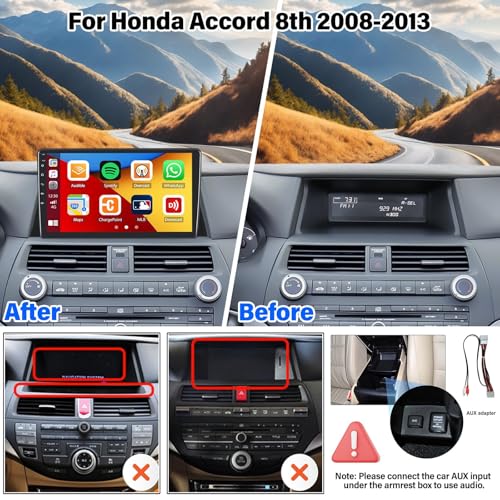 SIXTOP [4+64G] Android Car Stereo Radio for Honda Accord 2008-2013 Carplay Android Auto 10.1 inch HD Touchscreen GPS Navigation Head Unit Bluetooth 5.0 FM/RDS Network Radio 32EQ WiFi SWC by SIXTOP - Image 2