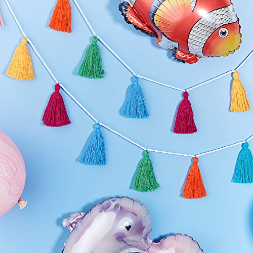 4 Pieces Tassel Garland Boho Colorful Tassel Banner Decorative Wall Hanging For Home Decoration Wedding Birthday Baby Shower Party Supplies, Pre-Assembled (Tassel In 3.1 Inches) #TOP5