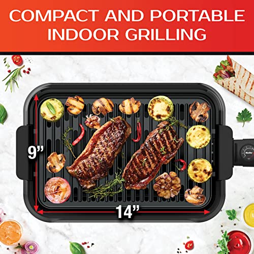 Mueller Ultra Gourmet Electric Grill, Smokeless Indoor Grill, Removable Nonstick Grill Plate, With Adjustable Temperature, 120V #TOP4