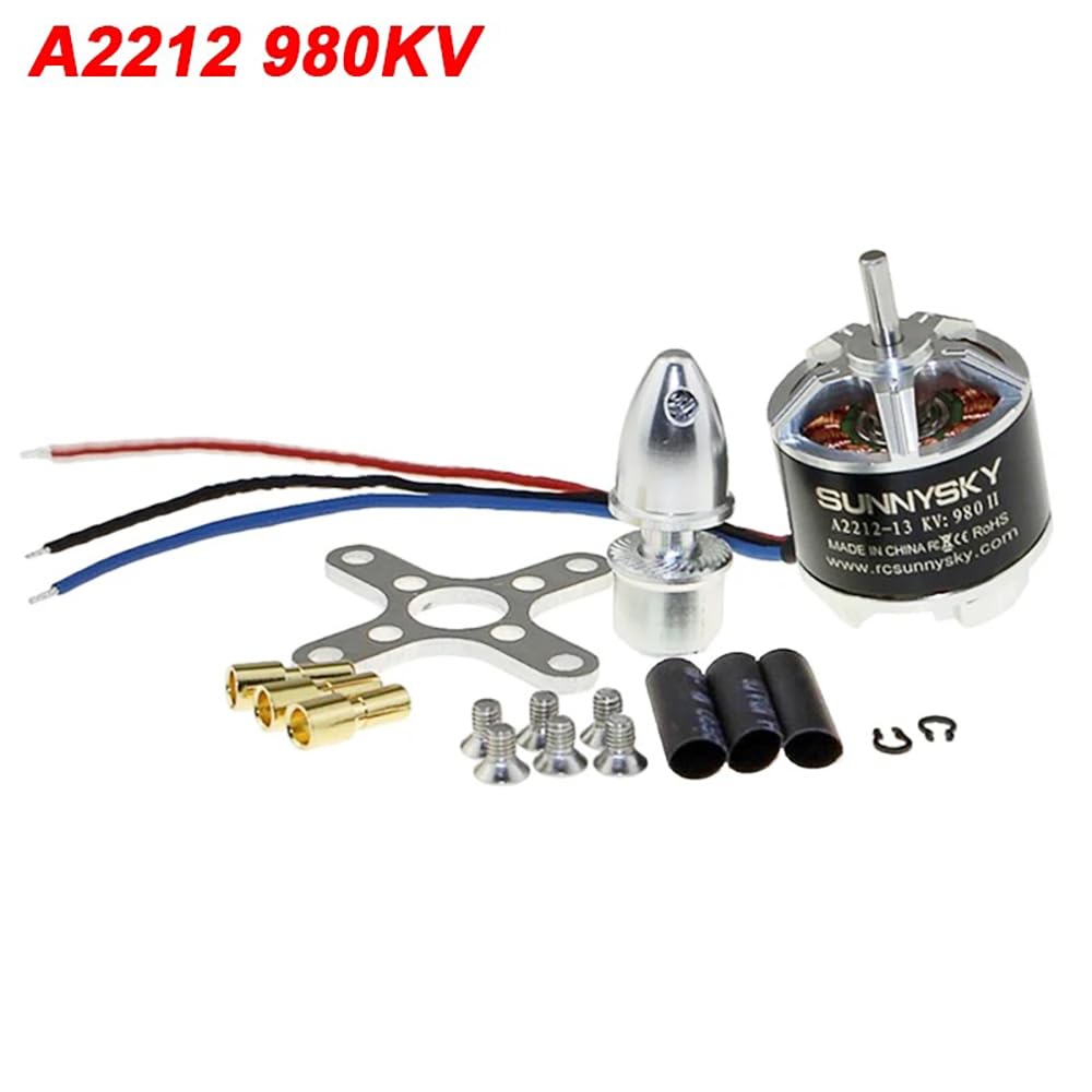 2212 A2212 II 980KV 1400KV 2450KV silnik bezszczotkowy 3 mm wał odpowiedni do Sunnysky 2 ~ 3S akumulator stałoskrzydłowy czteroosiowy multirotor drony (4 szt. 980KV)