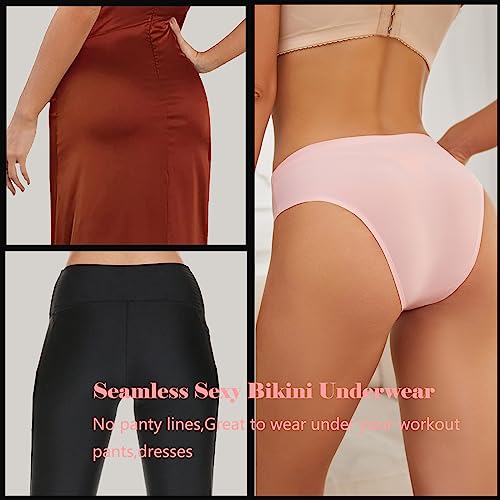 Image of OJCNBV Seamless Underwear for Women No Show Panties Invisibles Briefs Soft Stretch Bikini Underwears 6 Pack
