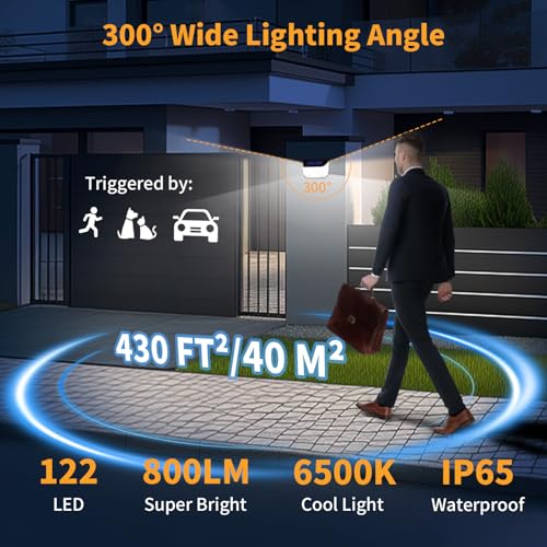 K KASONIC Solar Dual-Sensor Fence Lights, 6500K Waterproof Motion Lamps with 300° Wide Lighting Angle for Garden, 4 Pack Outdoor Wall Step Light for House - Image 4