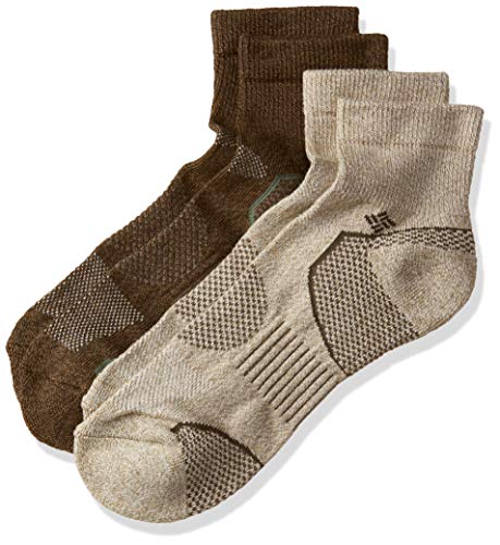 Columbia Balance Point Walking - Quarter 2-Pack Khaki/Brown 10-13 (Shoe Size 6-12 US Men's)
